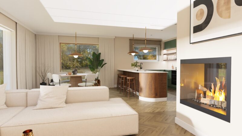 Kuchnia i salon dom jednorodzinny