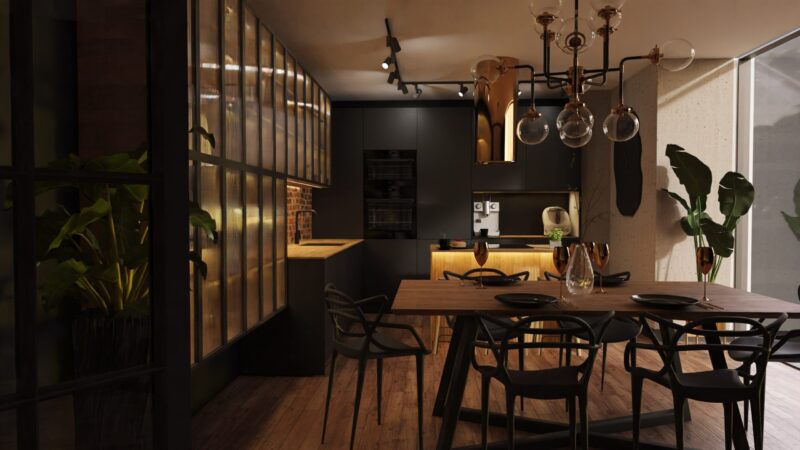 Kuchnia skąpana w czerni