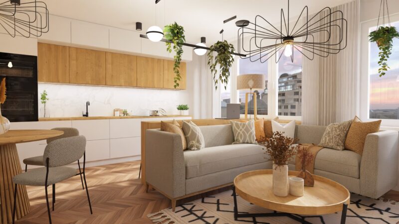 Salon z aneksem kuchennym